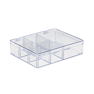 Caixa Acrílica Transparente Retangular com Divisórias - 14x10,5cm - 1 unidade - Rizzo