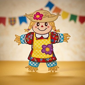 Boneco Articulado Decorativo De Festa Junina - Espantalha Florido Vermelho - 64x72cm - 1 unidades - Regina - Rizzo