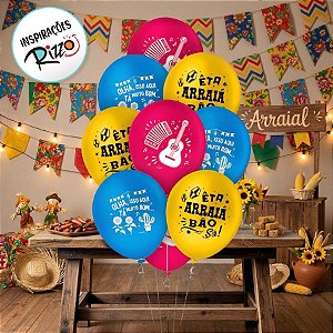 Balão de Festa Decorado 9" 23cm - Festa Junina - 25 unidades - Regina - Rizzo