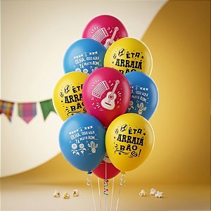 Balão de Festa Decorado 9" 23cm - Festa Junina - 25 unidades - Regina - Rizzo