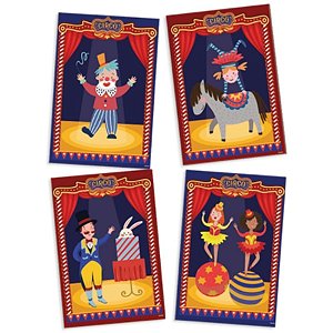 Quadros Decorativos - Circo - 21x31cm - 4 unidades - Rizzo