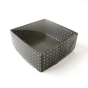 Caixa Pvc Lembrancinha N°4 Base Preto Com Bolinhas Brancas - 8,5x8,5x3,5cm - 10 unidades - Assk - Rizzo