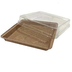 Forma Pie Quadrada com Tampa - 16x1,5x16cm - 5 unidades - Ecopack - Rizzo