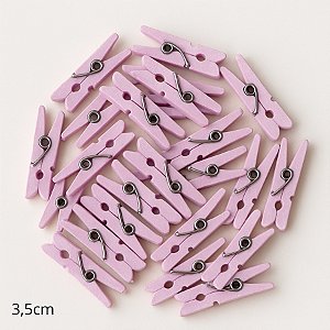Mini Prendedor de Madeira Lilas Claro 3,5cm - 50 Unidades - Rizzo