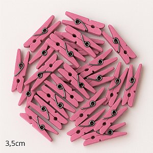 Mini Prendedor de Madeira Rosa 3,5cm - 50 unidades - Rizzo