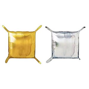 Balão de Festa Metalizado Quadrado 18" 46cm - Dois Lados Dourado e Prata - 20 unidades - Rizzo