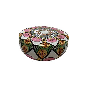 Lata De Metal Estampa De Mandala - Branca - 13x13cm - 500ml - 1 unidade - Rizzo