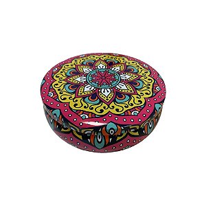 Lata De Metal Estampa De Mandala - Rosa - 13x13cm - 500ml - 1 unidade - Rizzo