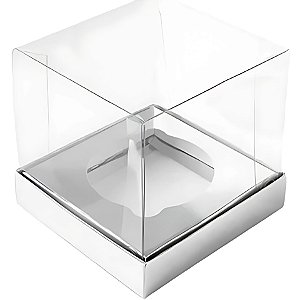 Caixa Mini Bolo M (7x7x7cm) Prata - 10 unidades - Assk - Rizzo