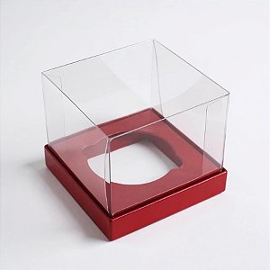 Caixa Para Mini Bolo G Pvc Base Vermelha Texturizada - 8x8x8cm - 10 unidades - Assk - Rizzo