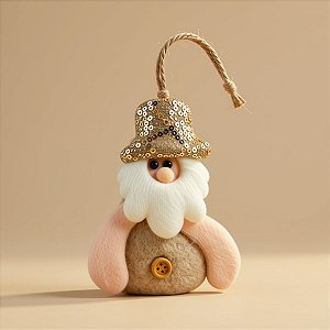 Enfeite Para Pendurar de Natal - Papai Noel Artesanal - Champagne - 14,5x8cm - 1 unidade - Rizzo