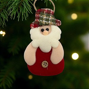 Enfeite Para Pendurar de Natal - Papai Noel Artesanal - Vermelho - 14,5x8cm - 1 unidade - Rizzo