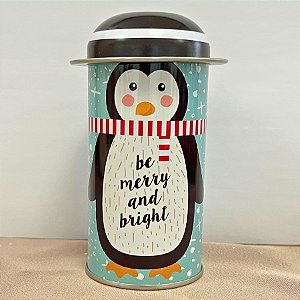 Lata De Metal De Natal - Pinguim de Cachecol - 5,5x11cm - 1 unidade - Rizzo