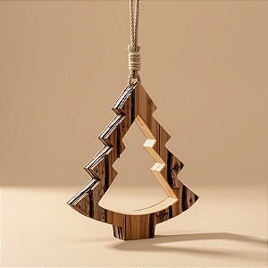 Enfeite de Natal para pendurar - Árvore Rústica - 14cm - 1 unidade - Cromus - Rizzo