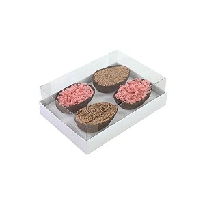 Caixa Degustação Para Quatro Mini Ovos De 50g - Branco Liso - 15,8x10,6x6cm - 6 unidades - Cromus - Rizzo
