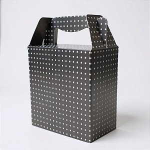 Caixa Sacolinha S2 (14x11x6cm) Preto com Bolinhas Brancas - 10 unidades - Assk - Rizzo