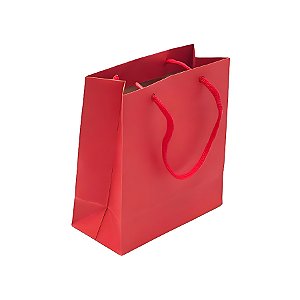 Sacola PPS Kraft Alça De Cordão - Vermelha - 7x6x3cm - 10 unidades - Rizzo