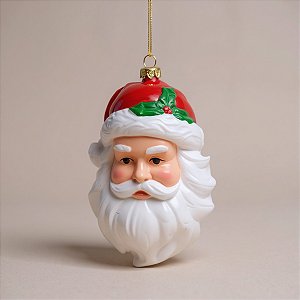 Enfeite de Natal para pendurar - Rosto Papai Noel - 14cm - 1 unidade - Cromus  - Rizzo