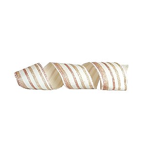 Fita Decorativa Aramada de Natal - Branco - 6,3cm x 9,14m - 1 unidade - Rizzo