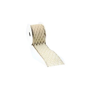 Fita Decorativa de Natal - Dourada - 6,3cm x 9,14m - 1 unidade - Rizzo