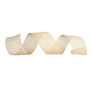 Fita Decorativa de Natal - Bege - 6.3cm x 9.14m - 1 unidade - Rizzo