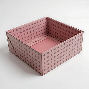 Caixa Pvc Lembrancinha N°4 Base Rosa Com Bolinhas Marrom - 8,5x8,5x3,5cm - 10 unidades - Assk - Rizzo