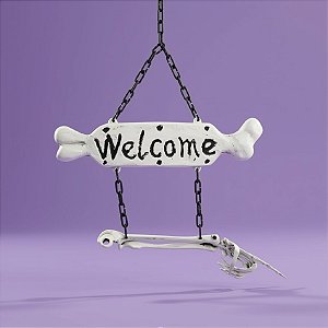 Enfeite para Porta Halloween - Placa "Welcome" - 36cm - 1 unidade - Cromus - Rizzo