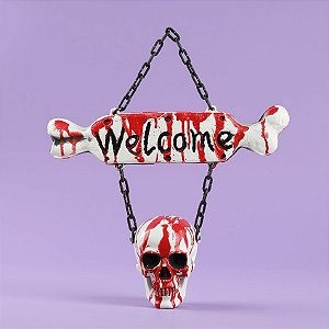 Enfeite para Porta Halloween - Placa Sangrenta "Welcome"  - 1 unidade - Cromus - Rizzo
