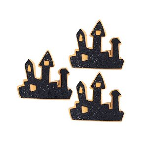 Enfeite Decorativo Halloween - Mini Castelo Laranja Com Glitter - 7cm - 3 unidades - Rizzo