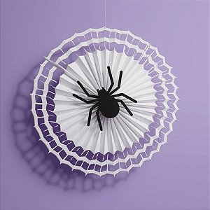 Enfeite Decorativo de Halloween - Fiorata Encarte Preto com Aranha Branca - 40cm - 1 unidade - Girotoy - Rizzo
