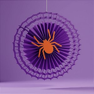 Enfeite Decorativo de Halloween - Fiorata Encarte Roxo com Aranha Laranja - 40cm - 1 unidade - Girotoy - Rizzo