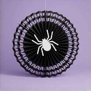 Enfeite Decorativo de Halloween - Fiorata Encarte Preto com Aranha Branca - 40cm - 1 unidade - Girotoy - Rizzo