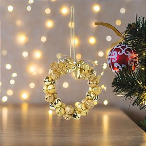 Enfeite De Pendurar De Natal - Guirlanda de Guizos - Dourado - 10cm  - 1 unidade - Cromus - Rizzo