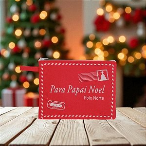 Bolsinha Em Feltro De Natal - Carta Para Papai Noel - Vermelho e Branco- 17x13cm - 1 unidade - Cromus - Rizzo