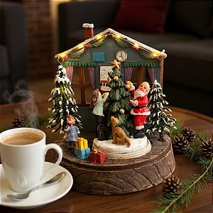 Cenário Decorativo de Natal - Casa Noel com Luz e Movimento - 16x15cm - 1 unidade - Cromus - Rizzo