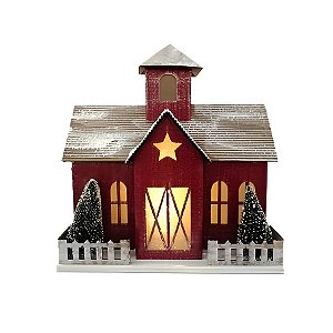 Casinha decorativa de Natal com led - Vermelha - 21cm - 1 unidade - Rizzo