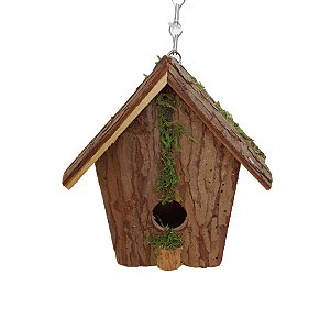 Casinha Pendente Marrom/Verde de Natal - 17cm - 1 unidade - Rizzo