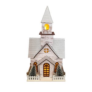 Casinha Decorativa Branco de Natal - 33cm - 1 unidade - Rizzo