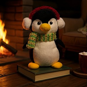 Pinguim de Pelúcia de Natal - Repete Falas com Movimento - 1 unidade - Cromus - Rizzo