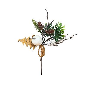 Galho Decorativo - Berry Branco - 24cm - 1 unidade - Rizzo