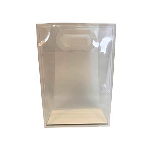 Sacola Transparente PVC com Alça - Branco - 18x8x26cm - 1 unidade - Rizzo
