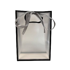 Sacola Transparente PVC com Alça e Fita  - Preto - 26x18x8cm - 1 unidade - Rizzo