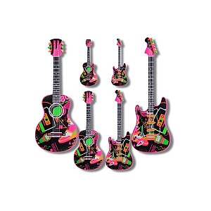 Painel Decorativo - Guitarra e Violão - Neon  - 1 unidade -  Nc Toys - Rizzo
