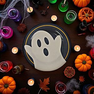 Prato De Sobremesa De Hallowen - Fantasma - 17,5cm  - 1 unidade - Rizzo