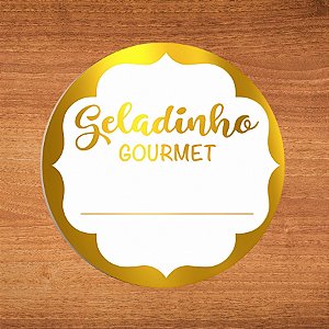 Adesivo Redondo "Geladinho Gourmet" - Ref.2107 - Hot Stamping - 2,5x2,5cm - 50 unidades - Stickr - Rizzo