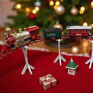 Kit Trem Natalino 44 Peças com Som, Luz e Movimento - 38,5x91x7,5cm - 1 unidades - Rizzo - Rizzo