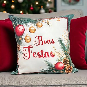 Almofada de Natal - "Boas Festas" - 43x43cm - 1 unidades - Rizzo