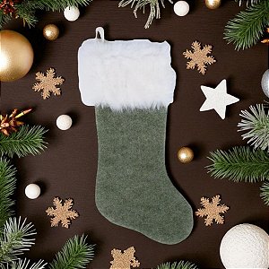 Meia de Natal para Pendurar - Verde e Branco - 42cm - 1 unidade - Cromus - Rizzo
