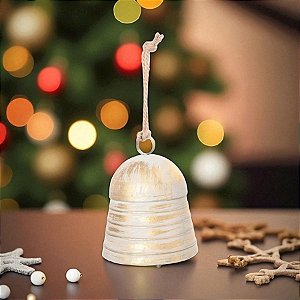 Enfeite Para Pendurar De Natal - Sino Com Listras Douradas - 23cm - 1 unidade - Cromus - Rizzo