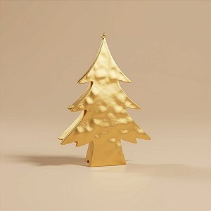 Enfeite Para Pendurar De Natal - Pinheiro Dourado - 16cm - 1 unidade - Cromus - Rizzo